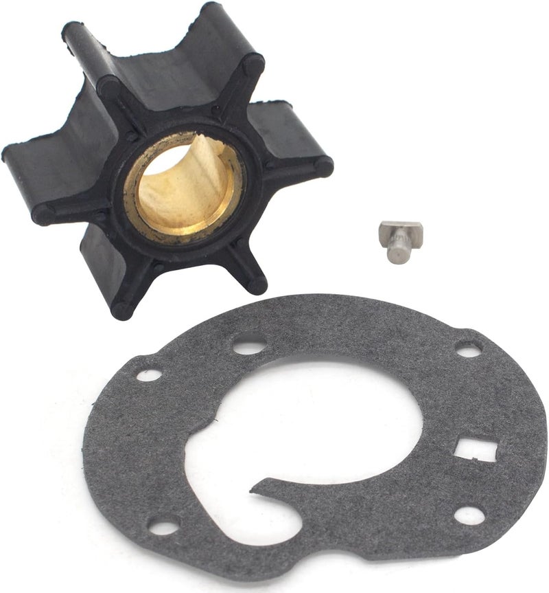 QUICKMARINER 0763735 Boat Water Pump Impeller with Key and Gasket for Johnson Evinrude BRP 5.5-7.5 HP Outboard Motors replaces 763735 387361 Sierra 18-3090 Marine Engine - Image 1
